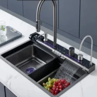 خرید سینک ظرفشویی پیانویی آبشاری 7 کلید فول آپشن برند هایشین (hyshin)