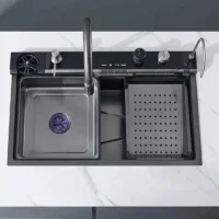 خرید سینک ظرفشویی پیانویی آبشاری 7 کلید فول آپشن برند هایشین (hyshin)