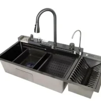 خرید سینک ظرفشویی پیانویی پنج کلید سایز 100سانت آبچکان دار از برند هوادیو HuaDiao