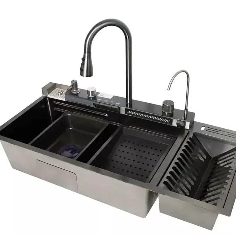 خرید سینک ظرفشویی پیانویی پنج کلید سایز 100سانت آبچکان دار از برند هوادیو HuaDiao