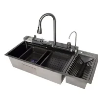 خرید سینک ظرفشویی پیانویی پنج کلید سایز 100سانت آبچکان دار از برند هوادیو HuaDiao