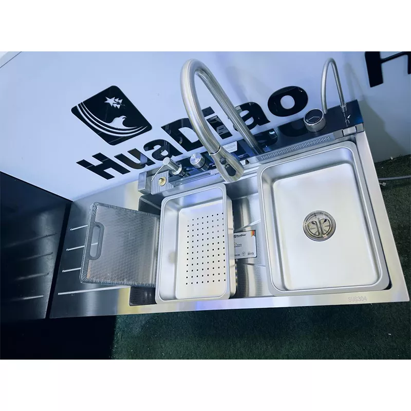 خرید سینک ظرفشویی پیانویی پنج کلید سینی دار سایز 120 سانت از برند هوادیو HuaDiao