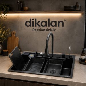 سینک ظرفشویی پیانویی 5 کلید سایز 90 برند دیکالان Dikalan گرید a پنل برنج